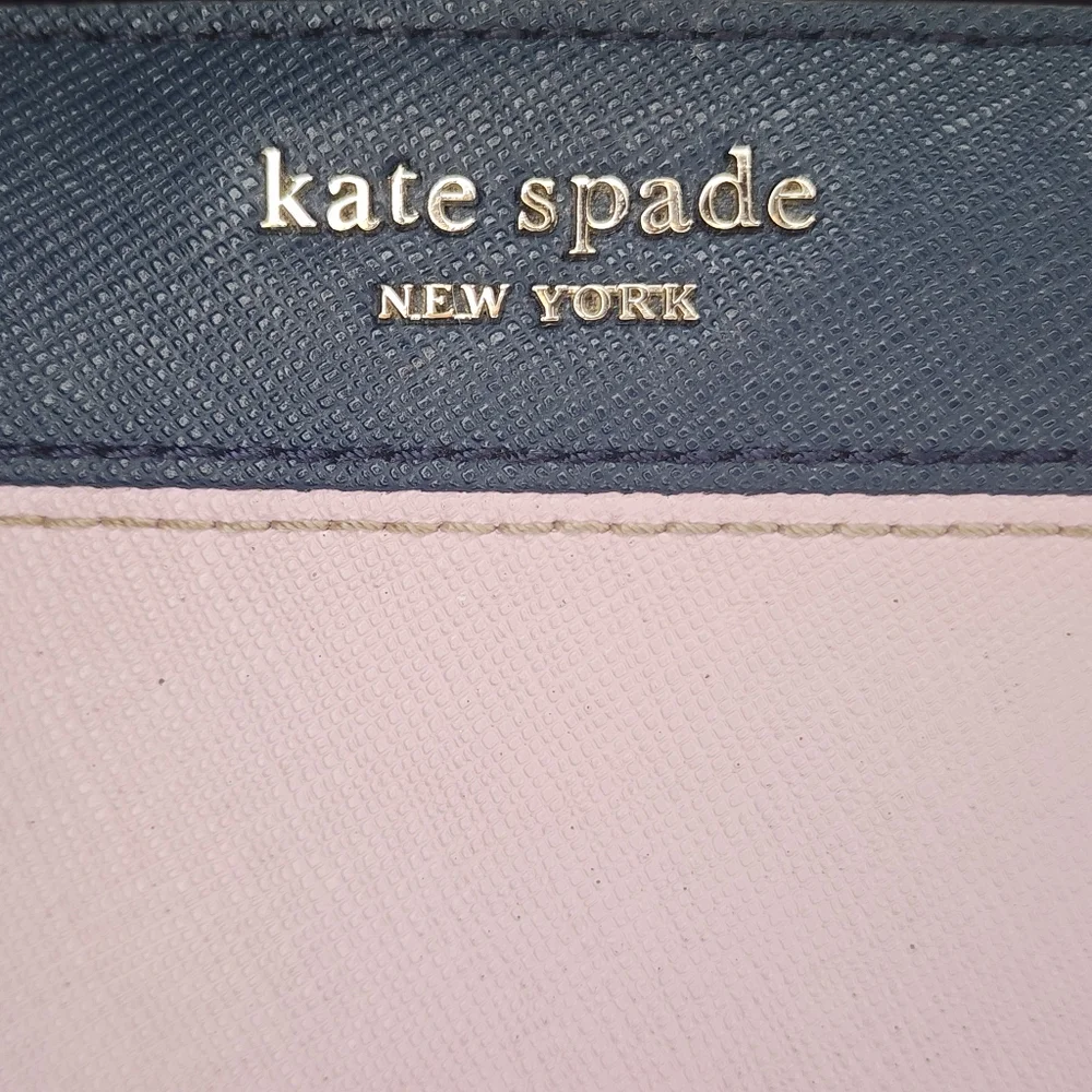 KATE SPADE Cameron Large Slim Bifold Wallet, Lilac/Navy blue, leather